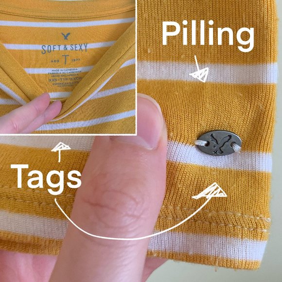 💛American Eagle Yellow Striped Tee💛 - Picture 4 of 4